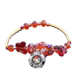 blancho bedding Red Faceted Crystals Diamond Lucky Compass Bracelet Stretchable Stylish