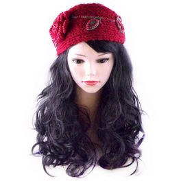 blancho bedding [Red Floral] Women Winter/Autumn Decorative Woolen Headwear/Headband
