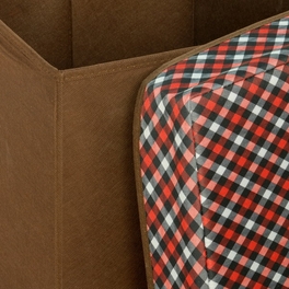 Blancho Bedding [Red/White/Black Check] Square Foldable Storage Ottoman / Storage Boxes / Storage Seat