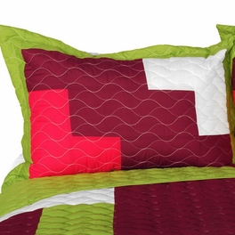 Blancho Bedding [Renaissance] Vermicelli-Quilted Patchwork Plaid Quilt Set Full/Queen