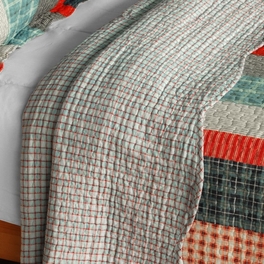 Blancho Bedding [Retro Stripe] Cotton 3PC Vermicelli-Quilted Printed Quilt Set (Full/Queen Size)