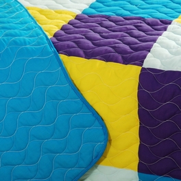 Blancho Bedding [Rhapsody] 3PC Vermicelli-Quilted Patchwork Quilt Set (Full/Queen Size)