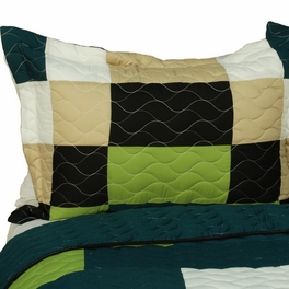 Blancho Bedding [Rising Girl] Vermicelli-Quilted Patchwork Geometric Quilt Set Full/Queen