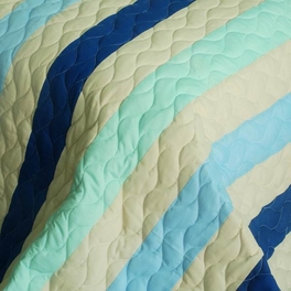 Blancho Bedding [Rising To The Top ] 3PC Vermicelli-Quilted Patchwork Quilt Set (Full/Queen Size)
