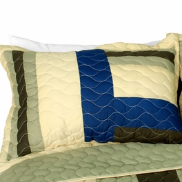 Blancho Bedding [Road To Dream] 3PC Vermicelli-Quilted Patchwork Quilt Set (Full/Queen Size)