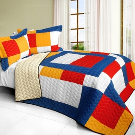 blancho bedding [Rock Paper Scissors] 3PC Vermicelli - Quilted Patchwork Quilt Set (Full/Queen Size)