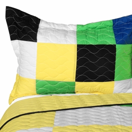Blancho Bedding [Romance Of Green] 3PC Vermicelli - Quilted Patchwork Quilt Set (Full/Queen Size)
