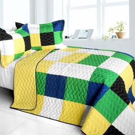 blancho bedding [Romance of Green] 3PC Vermicelli - Quilted Patchwork Quilt Set (Full/Queen Size)
