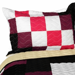 Blancho Bedding [Romantic Girl] 3PC Vermicelli-Quilted Patchwork Quilt Set (Full/Queen Size)