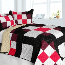 blancho bedding [Romantic Girl] 3PC Vermicelli-Quilted Patchwork Quilt Set (Full/Queen Size)