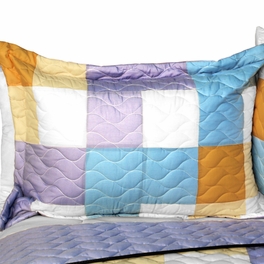 Blancho Bedding [Romantic Macaron] 3PC Vermicelli - Quilted Patchwork Quilt Set (Full/Queen Size)