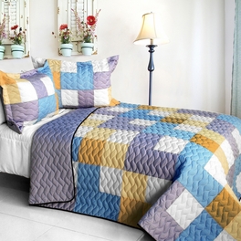 blancho bedding [Romantic Macaron] 3PC Vermicelli - Quilted Patchwork Quilt Set (Full/Queen Size)