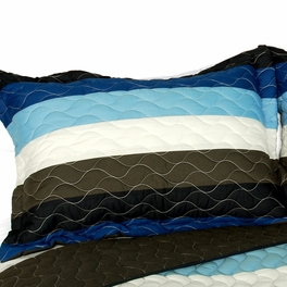 Blancho Bedding [Romantic Town] 3PC Vermicelli-Quilted Patchwork Quilt Set (Full/Queen Size)