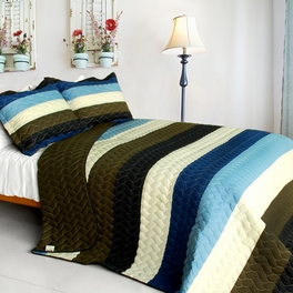 blancho bedding [Romantic Town] 3PC Vermicelli-Quilted Patchwork Quilt Set (Full/Queen Size)