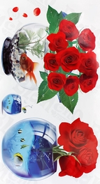 Blancho Bedding Rose Fishbowel - Wall Decals Stickers Appliques Home Decor