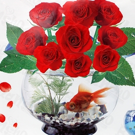 Blancho Bedding Rose Fishbowel - Wall Decals Stickers Appliques Home Decor