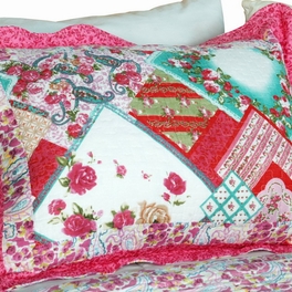 Blancho Bedding [Rose Garden] Cotton 3PC Vermicelli-Quilted Printed Quilt Set (Full/Queen Size)