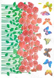 Blancho Bedding Rosebush & Butterflies - Large Wall Decals Stickers Appliques Home Decor