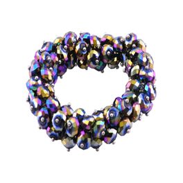 blancho bedding Round Peacock Faceted Crystals Bracelet Stretchable