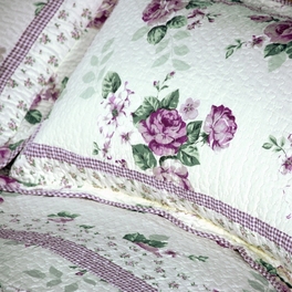 Blancho Bedding [Rowena] Cotton 3PC Floral Vermicelli-Quilted Printed Quilt Set (Full/Queen Size)