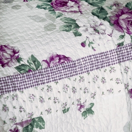 Blancho Bedding [Rowena] Cotton 3PC Floral Vermicelli-Quilted Printed Quilt Set (Full/Queen Size)