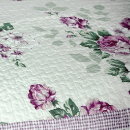 Blancho Bedding [Rowena] Cotton 3PC Floral Vermicelli-Quilted Printed Quilt Set (Full/Queen Size)