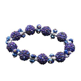 blancho bedding Royal Blue Faceted Crystals Peacock Disco Balls Silver Beads Bracelet Stretchable Stylish