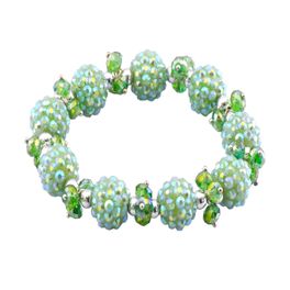 blancho bedding Royal Green Faceted Crystals Peacock Disco Balls Silver Beads Bracelet Stretchable