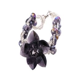 blancho bedding Royal Purpal Faceted Crytals Small Clear Beads Flower Bracelet Stylish