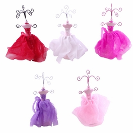 Blancho Bedding Royal - Set Of 5 Dress Up Doll Necklace Display - Mini Jewelry Holder Jewelry Stand Combos (H) 7" X (W) 3"
