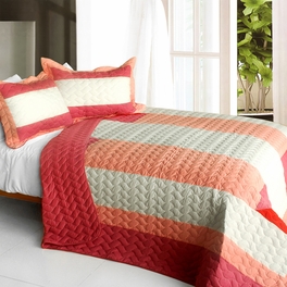 blancho bedding [Ruby Ring] 3PC Patchwork Quilt Set (Full/Queen Size)