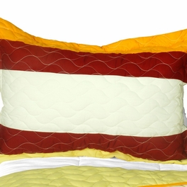 Blancho Bedding [Ruk Sorn Rode] 3PC Vermicelli-Quilted Patchwork Quilt Set (Full/Queen Size)