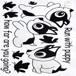 Blancho Bedding Run With Puppy - Hemu Wall Decals Stickers Appliques Home Decor 12.6 BY 23.6 Inches