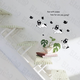 blancho bedding Run With Puppy - Hemu Wall Decals Stickers Appliques Home Decor 12.6 BY 23.6 Inches