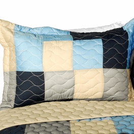 Blancho Bedding [Russian Coffee] 3PC Vermicelli-Quilted Patchwork Quilt Set (Full/Queen Size)