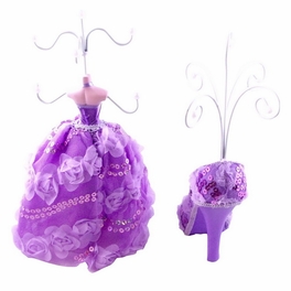 Blancho Bedding [Sabrina] Jewelry Display Holder Stand Combo Purple