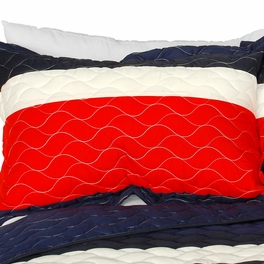 Blancho Bedding [Sahara's Story] 3PC Vermicelli-Quilted Patchwork Quilt Set (Full/Queen Size)