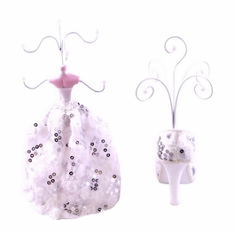 Blancho Bedding [Samantha] Jewelry Display Holder Stand Combo White