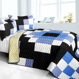 blancho bedding [Same Memory] 3PC Vermicelli - Quilted Patchwork Quilt Set (Full/Queen Size)