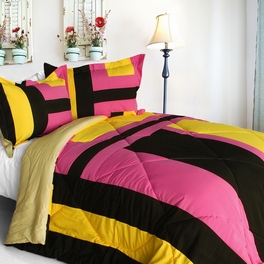 blancho bedding [Scene Savannah] Quilted Patchwork Down Alternative Comforter Set (Twin Size)