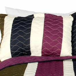 Blancho Bedding [Seak Love] 3PC Vermicelli-Quilted Patchwork Quilt Set (Full/Queen Size)