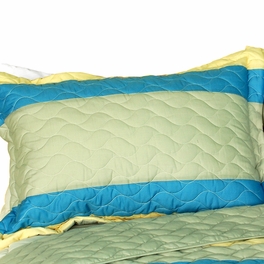 Blancho Bedding [Secrets Of Life] 3PC Vermicelli-Quilted Patchwork Quilt Set (Full/Queen Size)