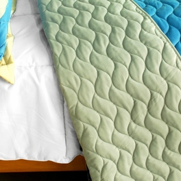 Blancho Bedding [Secrets Of Life] 3PC Vermicelli-Quilted Patchwork Quilt Set (Full/Queen Size)
