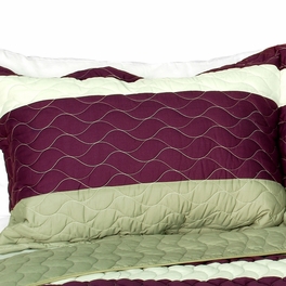 Blancho Bedding [September Affair] 3PC Vermicelli-Quilted Patchwork Quilt Set (Full/Queen Size)
