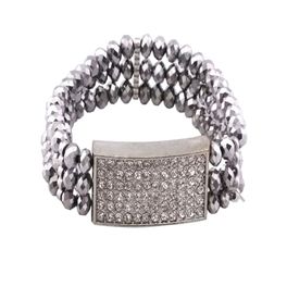 blancho bedding Shimmering Silver Matal Faceted Crystals Diamond Silver Bracelet Stretchable Stylish