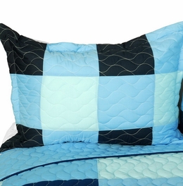 Blancho Bedding [Shipshape] Vermicelli-Quilted Patchwork Plaid Quilt Set Full/Queen
