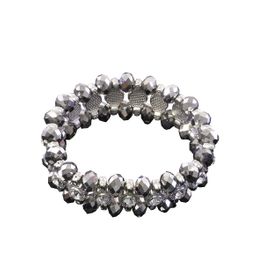 blancho bedding Silver Metal Faceted Crystals Diamond Silver Bracelet Stretchable Stylish