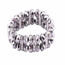blancho bedding Silver Metal Faceted Crystals Diamond Silver Rings Bracelet Stretchable