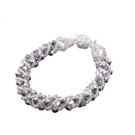 blancho bedding Silver Metal Faceted Crystals Small Clear Beads Bracelet Diamond Ball Clasp Stylish