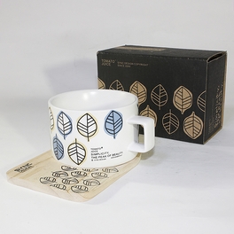 Blancho Bedding [Simple Leaf] Espresso Cup / Wood Coaster (2.5 Inch Height)